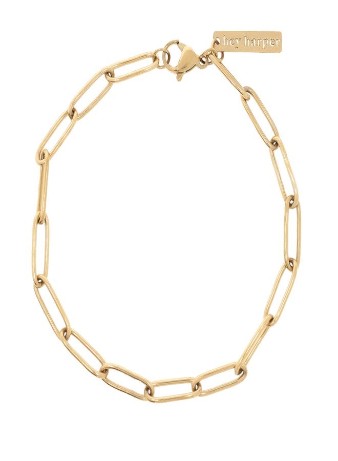 Hey Harper Gold Bracelet For Women Trendy - 14K Gold Dainty Snake Herringbone Bracelet - Waterproof Sweatproof Non Tarnish Jewelry Gift for Women and For Everyday - Image 1